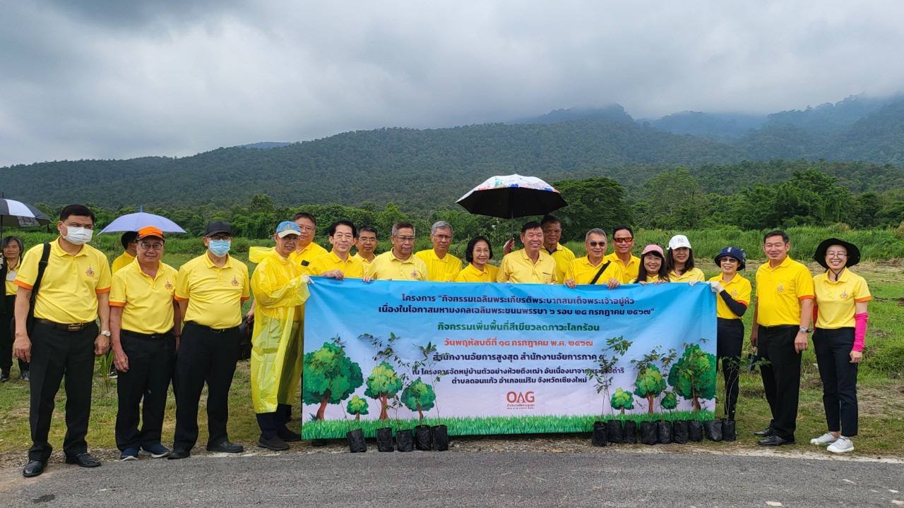 กิจกรรมเพิ่มพื้นที่สีเขียว ลดภาวะโลกร้อน การปลูกต้นไม้ประจำรัชกาล (ต้นรวงผึ้ง) และต้นไม้นานาพันธุ์ ภายใต้โครงการ “กิจกรรมเฉลิมพระเกียรติ พระบาทสมเด็จพระเจ้าอยู่หัว เนื่องในโอกาสมหามงคลเฉลิมพระชนมพรรษา ๖ รอบ ๒๘ กรกฎาคม ๒๕๖๗”